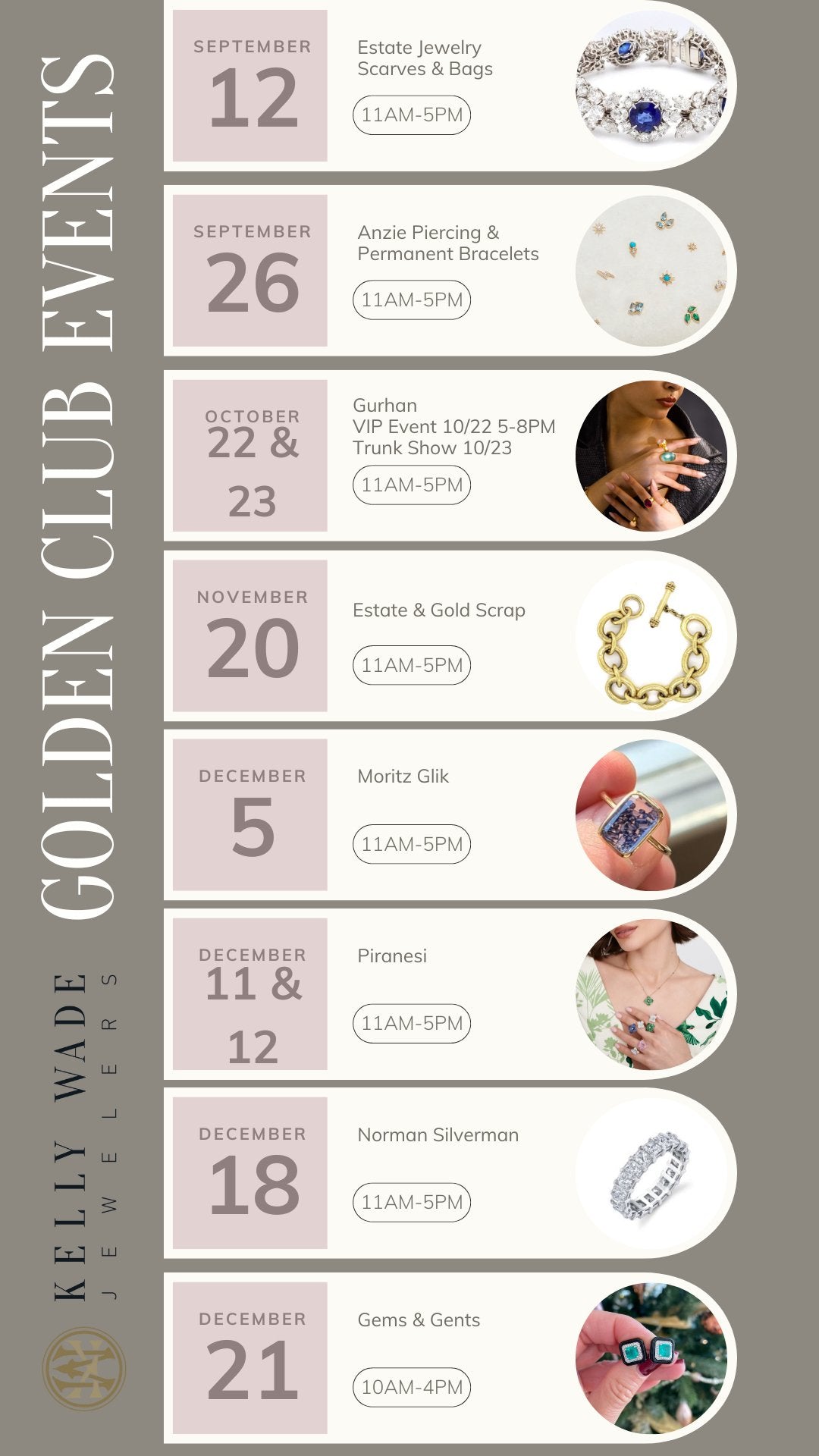 2024 Golden Club Events - Kelly Wade Jewelers