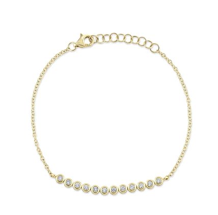 14k Bezel Set Diamond Chain Bracelet - Kelly Wade Jewelers Store