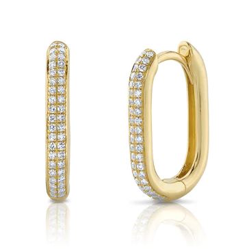 14k diamond oblong hoop earrings - Kelly Wade Jewelers Store