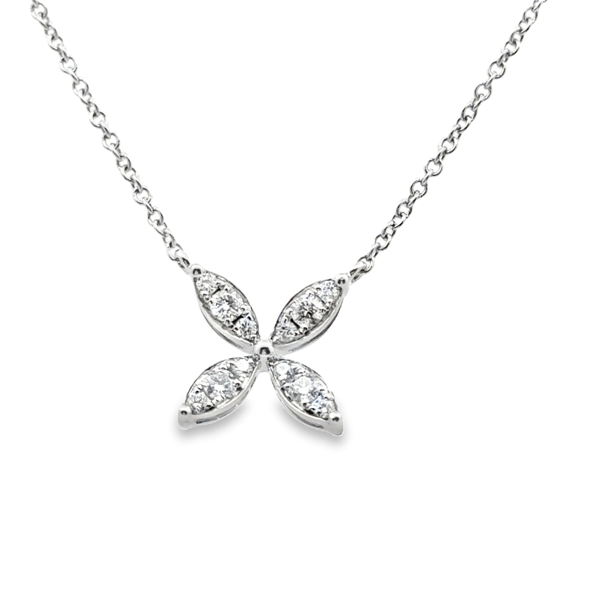 14k white gold 4 leaf diamond - Kelly Wade Jewelers