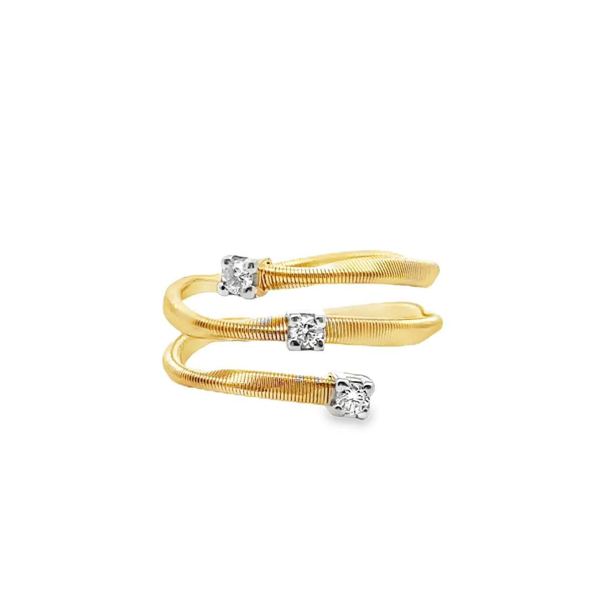 14k yellow gold 3 diamond wrap - Kelly Wade Jewelers