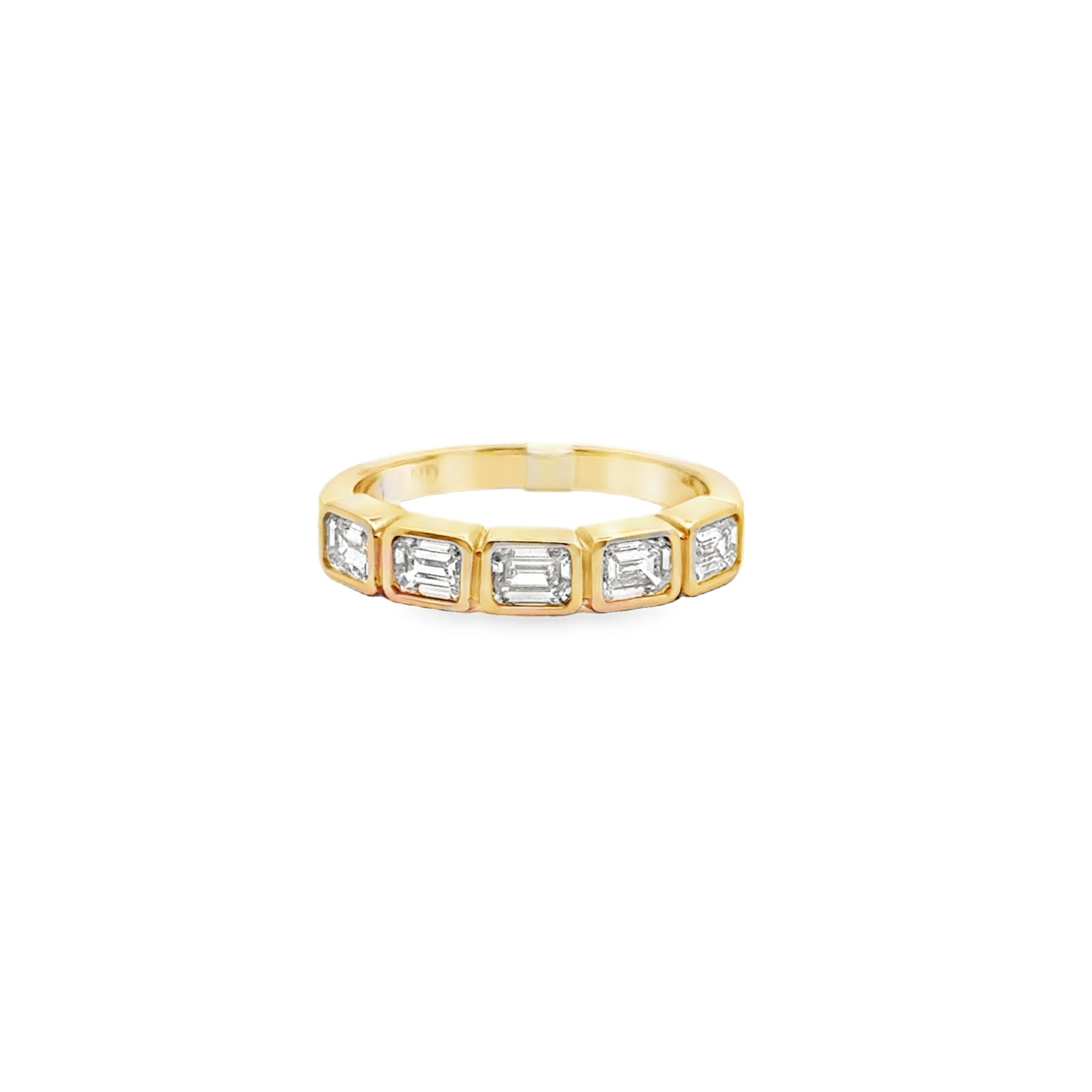 14k yellow gold 5 bezel set em - Kelly Wade Jewelers
