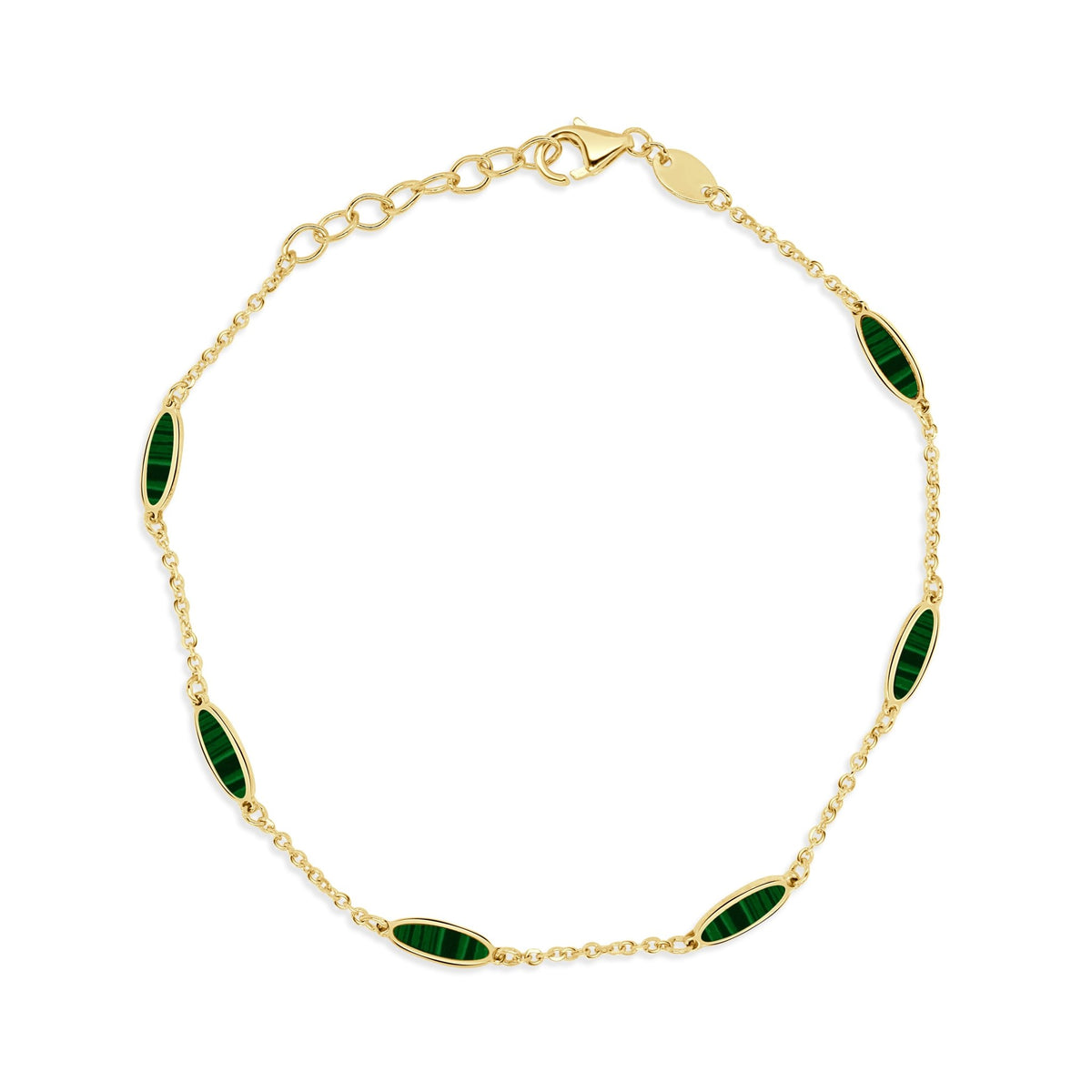 14k yellow gold oval malachite - Kelly Wade Jewelers