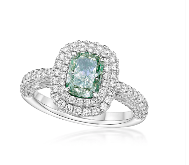 18k white gold emerald cut gre - Kelly Wade Jewelers