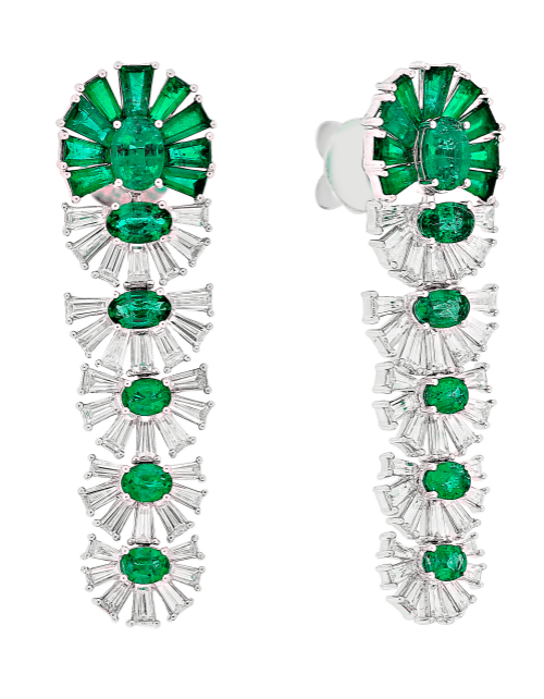 18k white gold oval emeralds w - Kelly Wade Jewelers