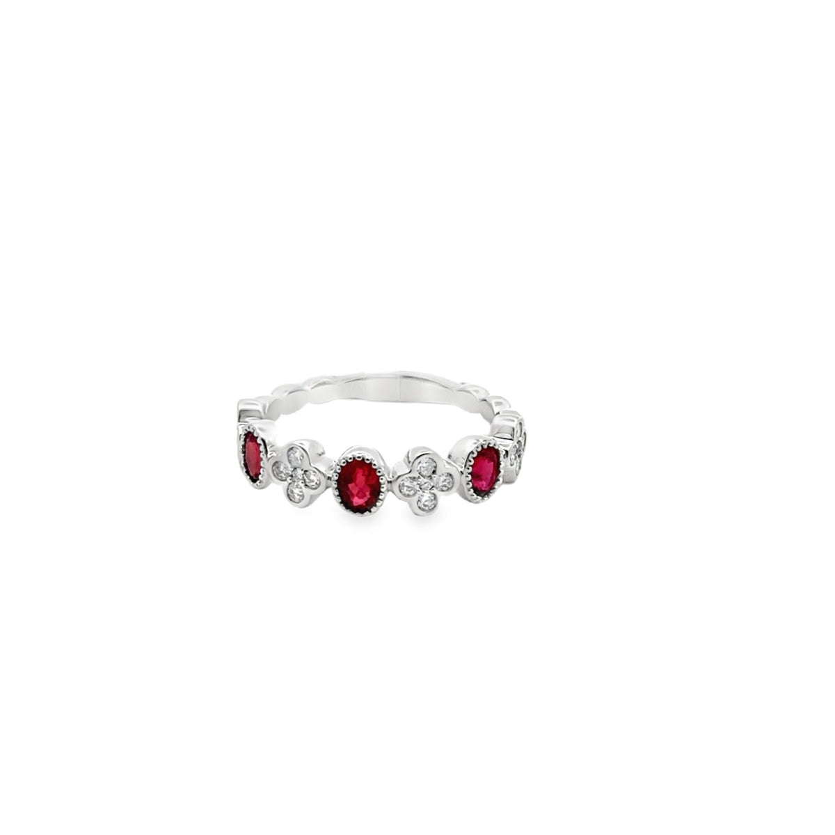 18k white gold oval rubies wit - Kelly Wade Jewelers