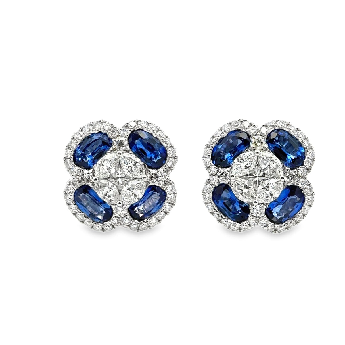 18k white gold oval sapphire w - Kelly Wade Jewelers