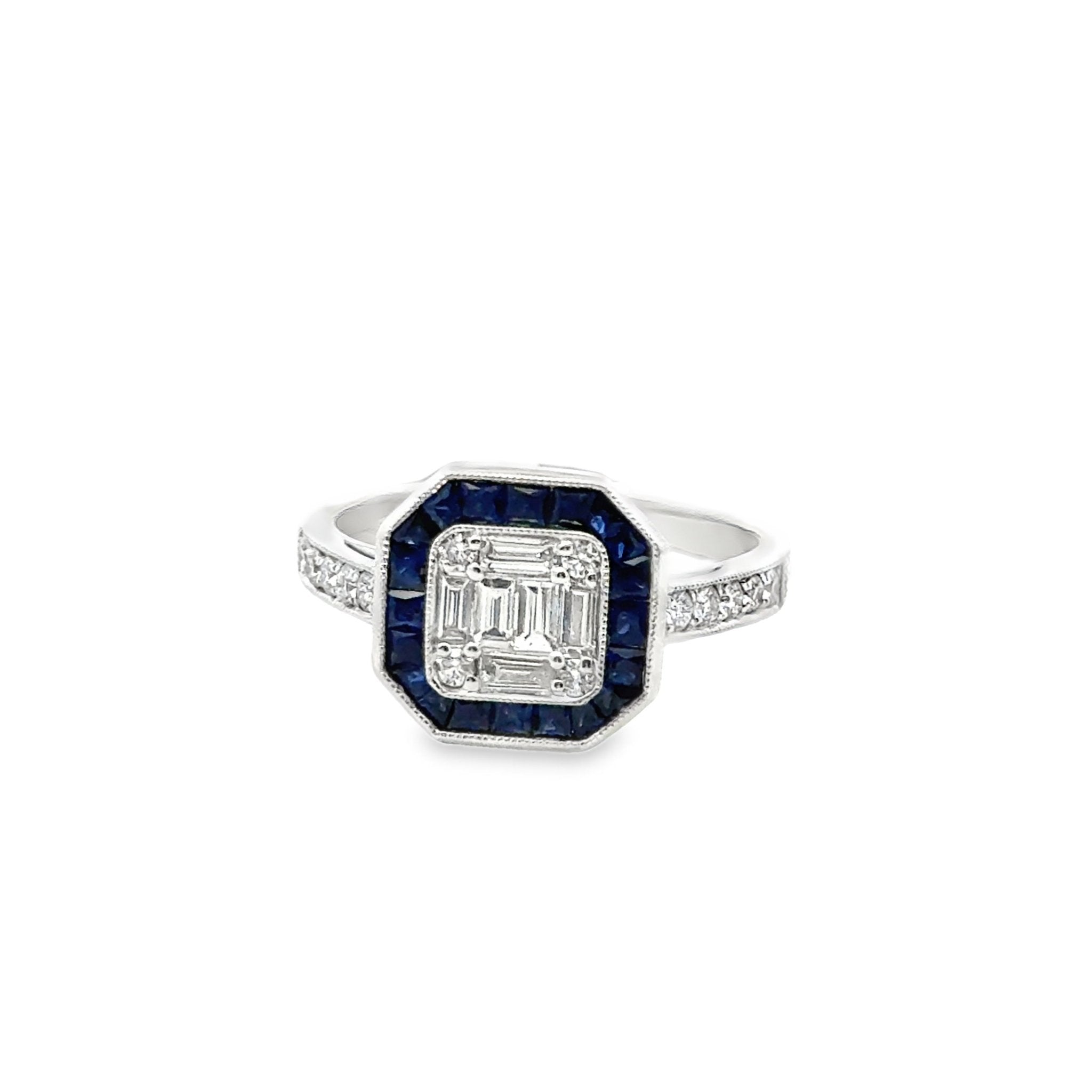 18k white gold square shaped i - Kelly Wade Jewelers