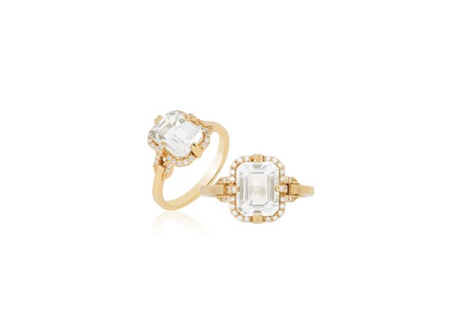 Goshwara moon quartz and diamond ring