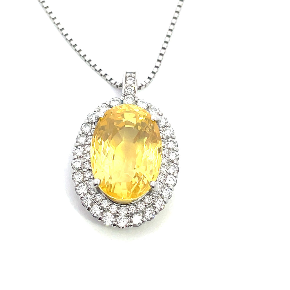 Ceylon Yellow Sapphire and Diamond Pendant