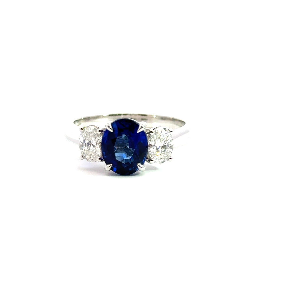 Oval cut sapphire and diamond ring