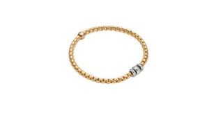 Fope thick stretch bracelet with diamond rondels