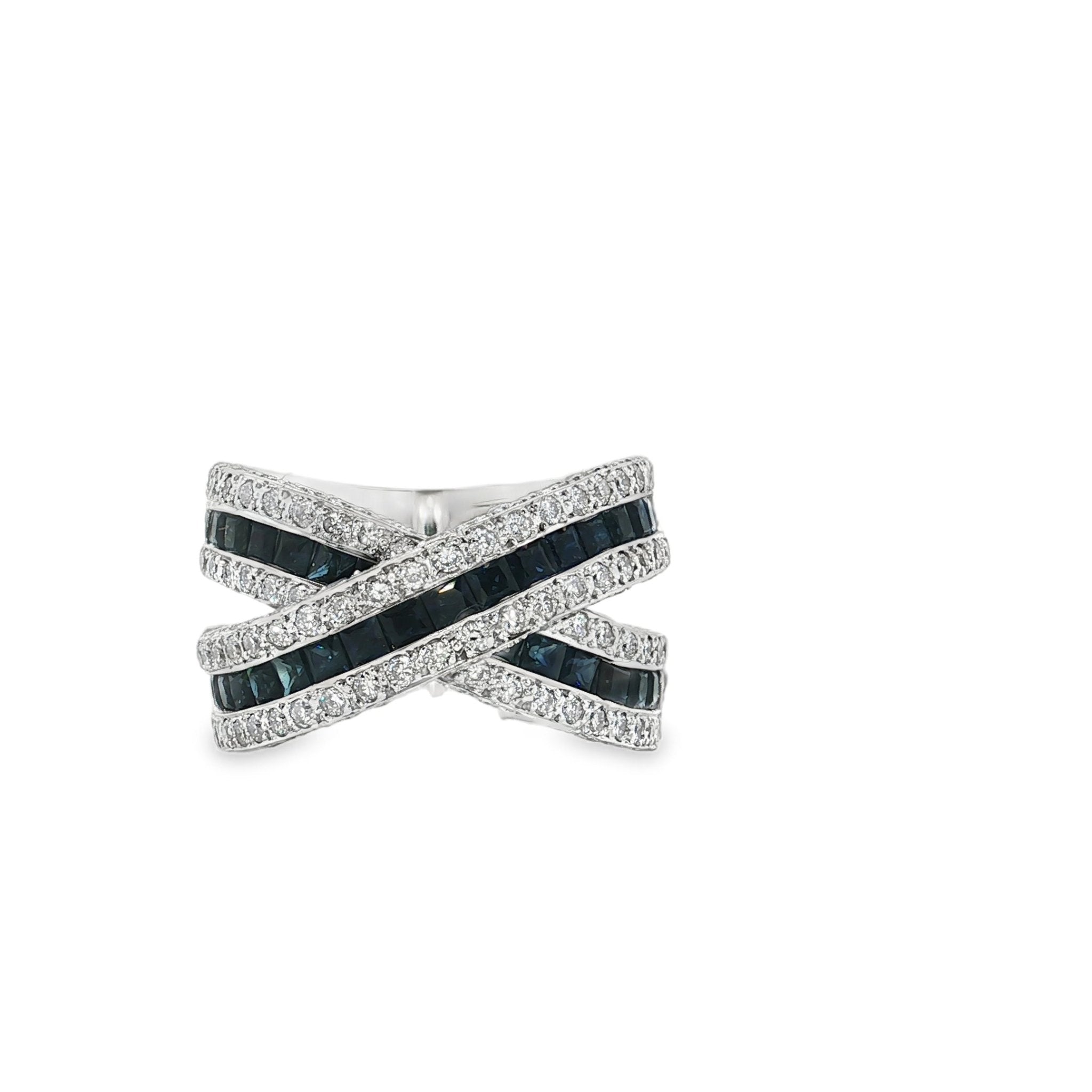 Baguette Sapphire and Diamond Dome Ring - Kelly Wade Jewelers