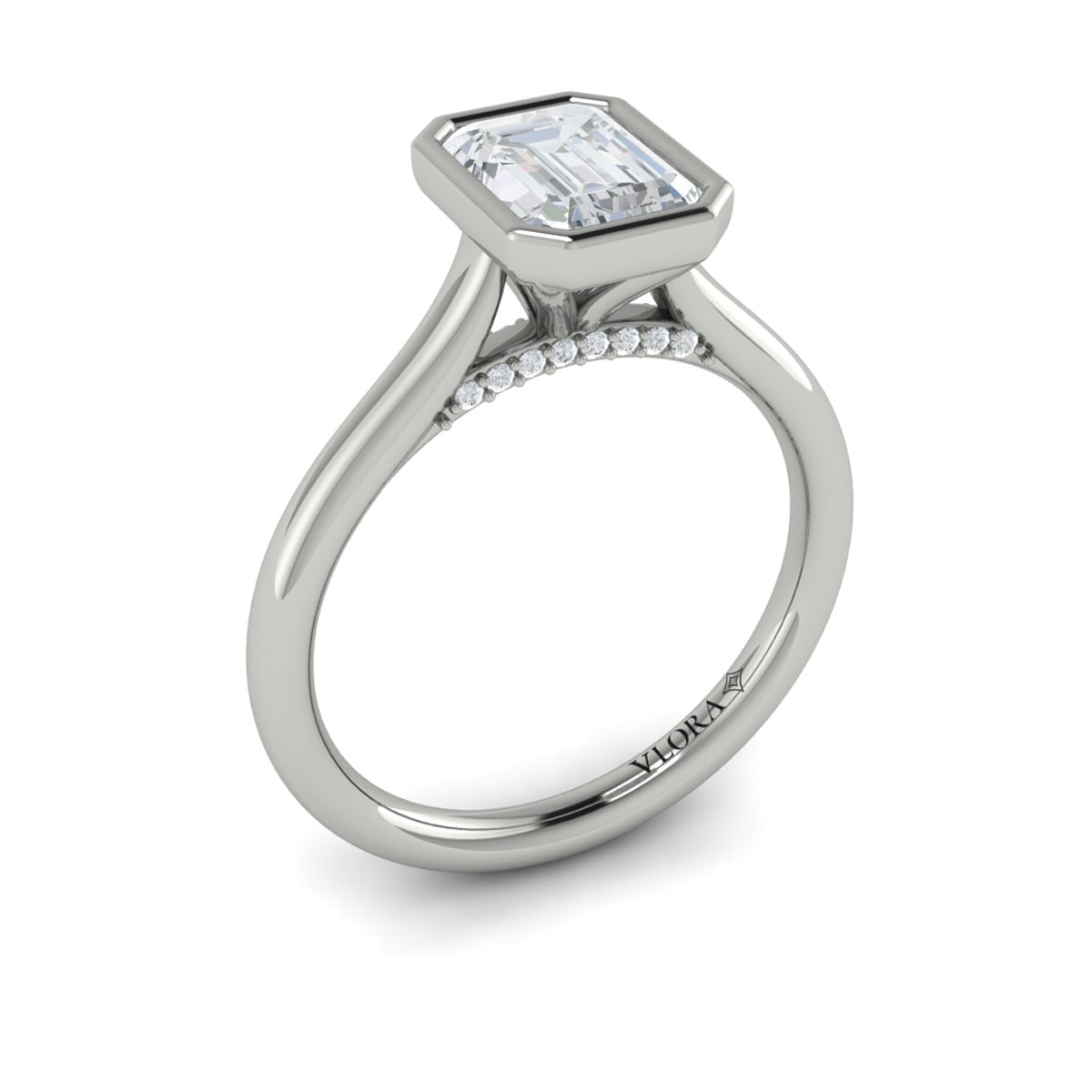 Bezel Set Emerald Cut Diamond Ring - Kelly Wade Jewelers