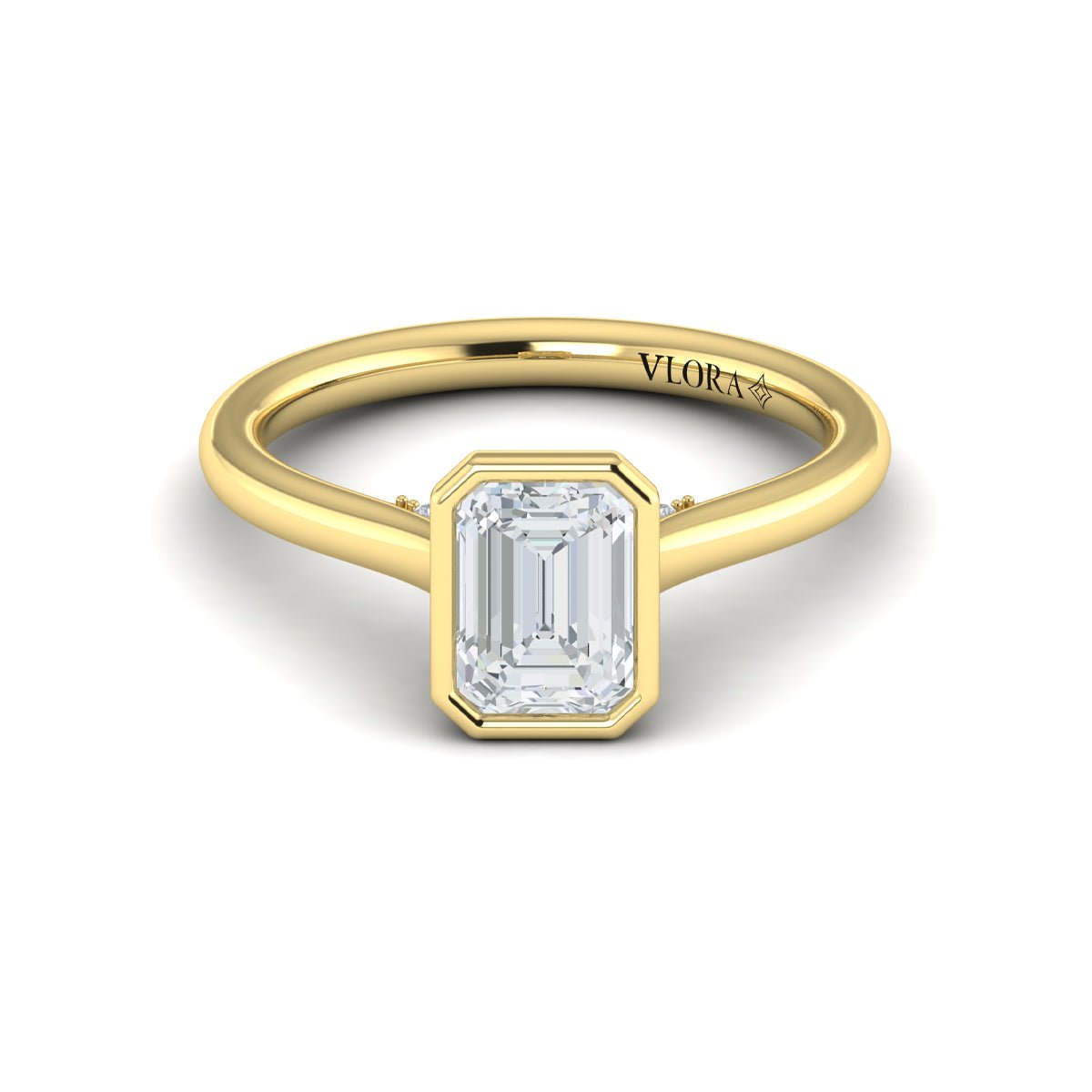 Bezel Set Emerald Cut Diamond Ring - Kelly Wade Jewelers
