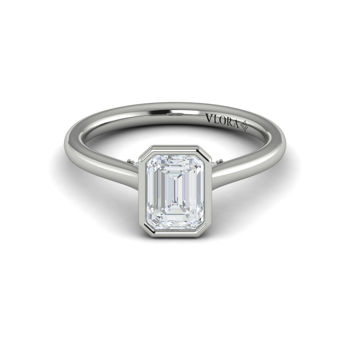 Bezel Set Emerald Cut Diamond Ring - Kelly Wade Jewelers