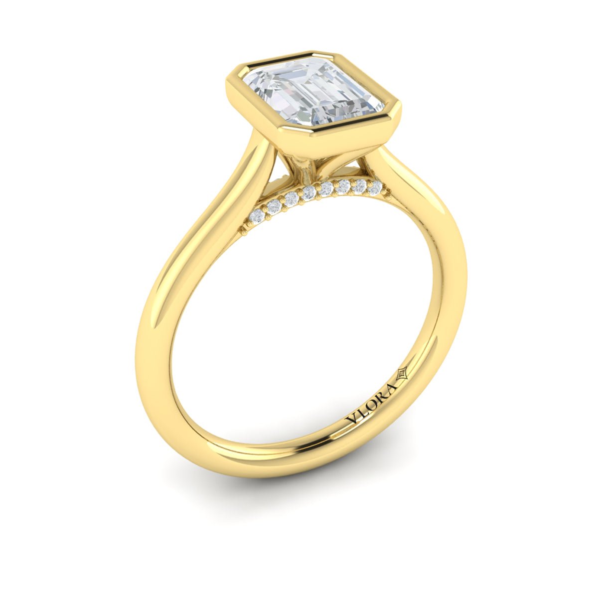 Bezel Set Emerald Cut Diamond Ring - Kelly Wade Jewelers