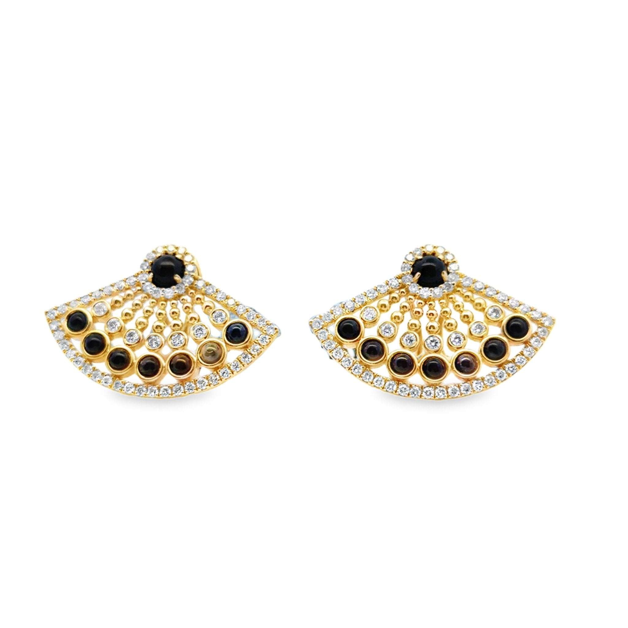 Black Agate & Diamond Fan Earrings - Kelly Wade Jewelers