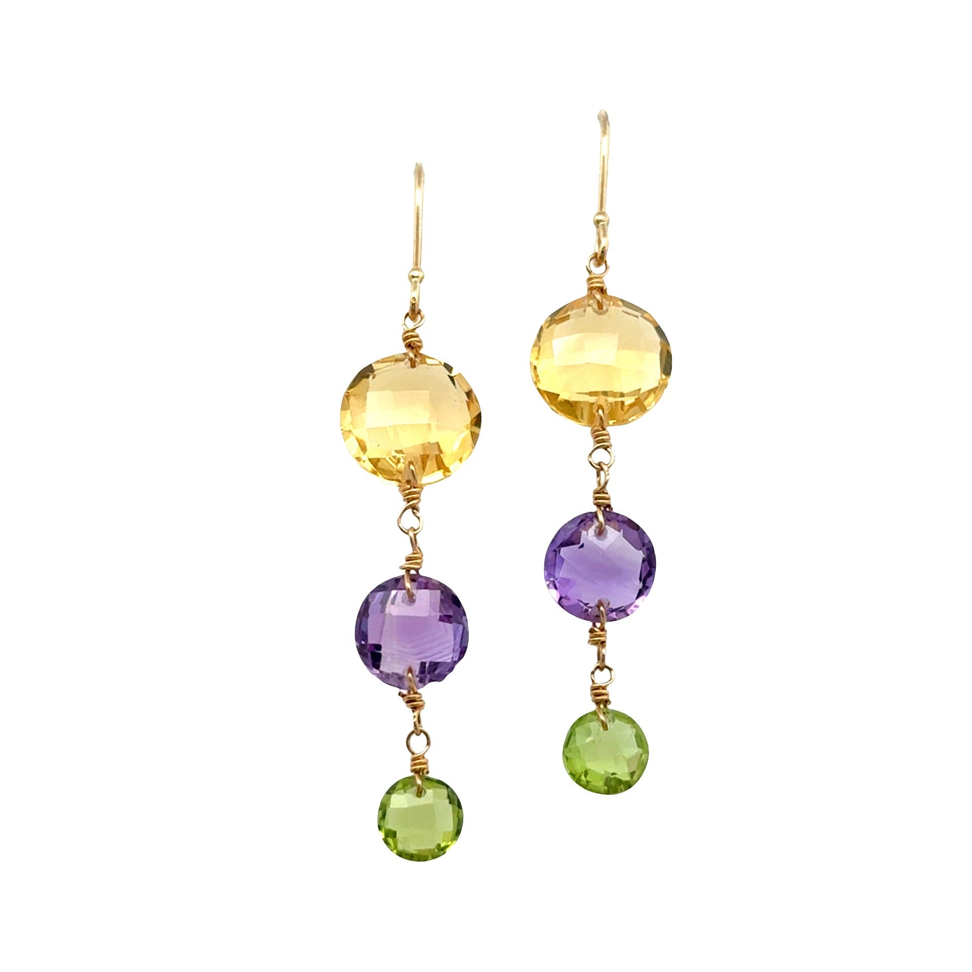 Citrine Amethyst Peridot Drop Earrings - Kelly Wade Jewelers