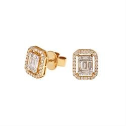 Diamond Baguette Illusion Halo Stud Earrings - Kelly Wade Jewelers