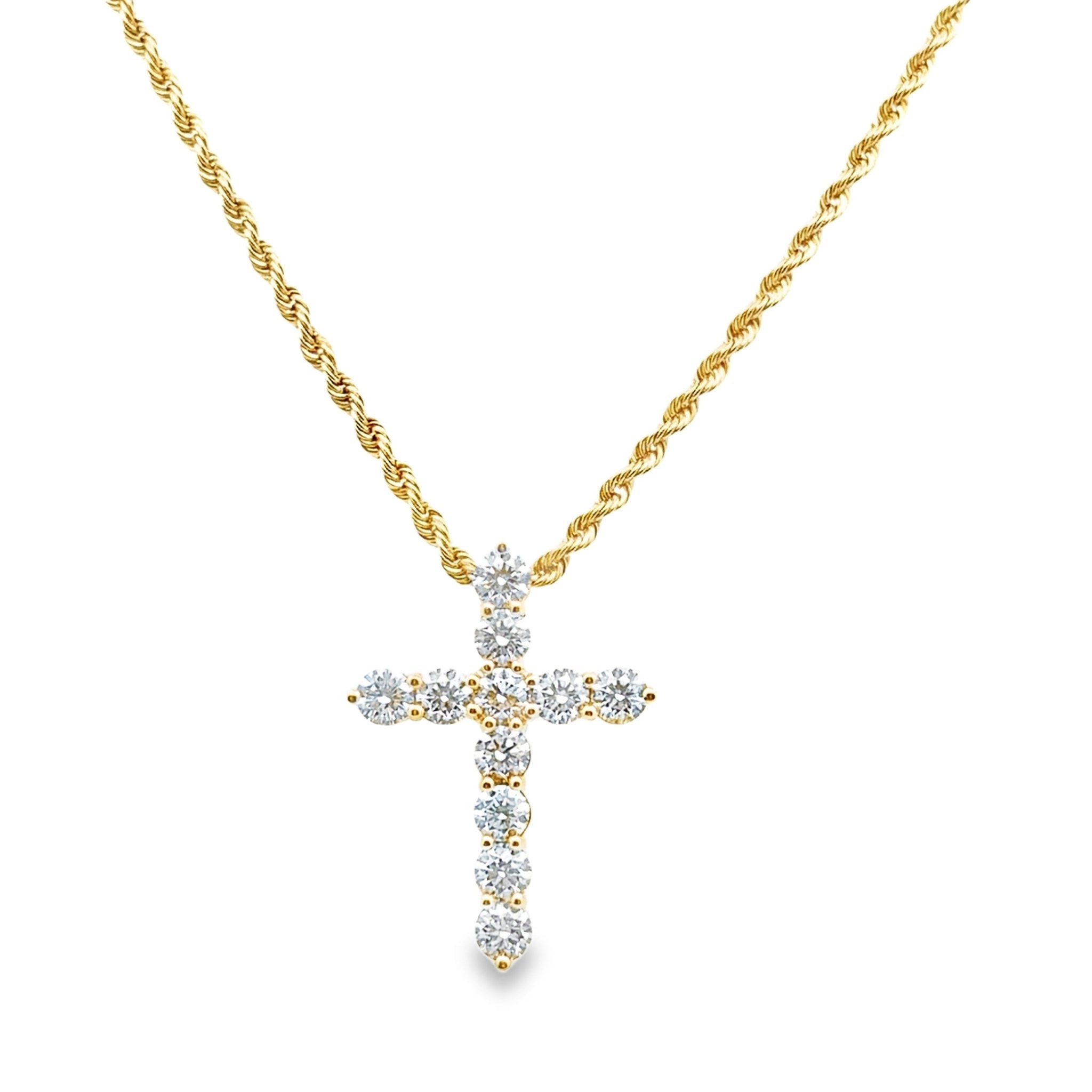 Diamond Cross On Rope Chain - Kelly Wade Jewelers