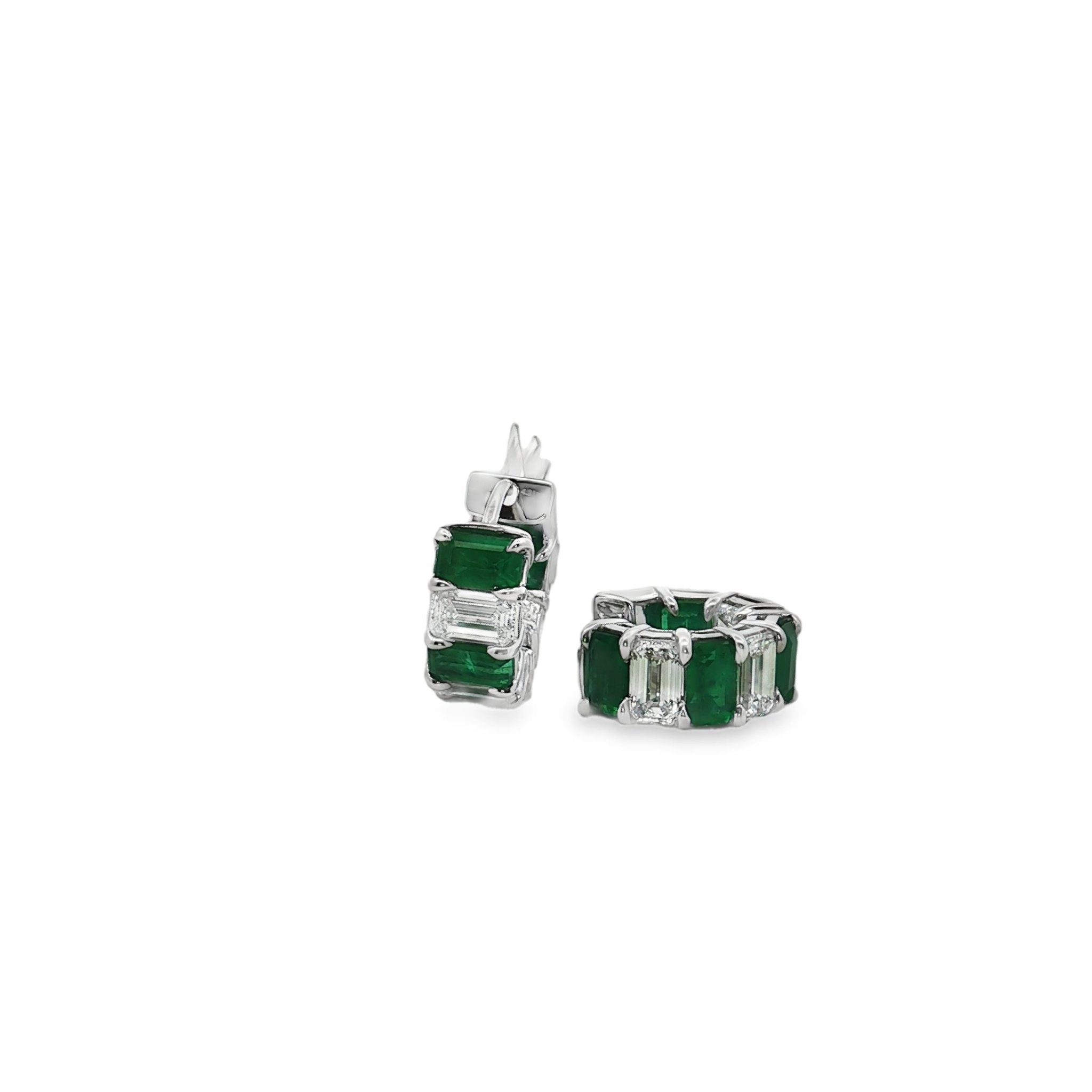 Diamond Emerald Hoops - Kelly Wade Jewelers