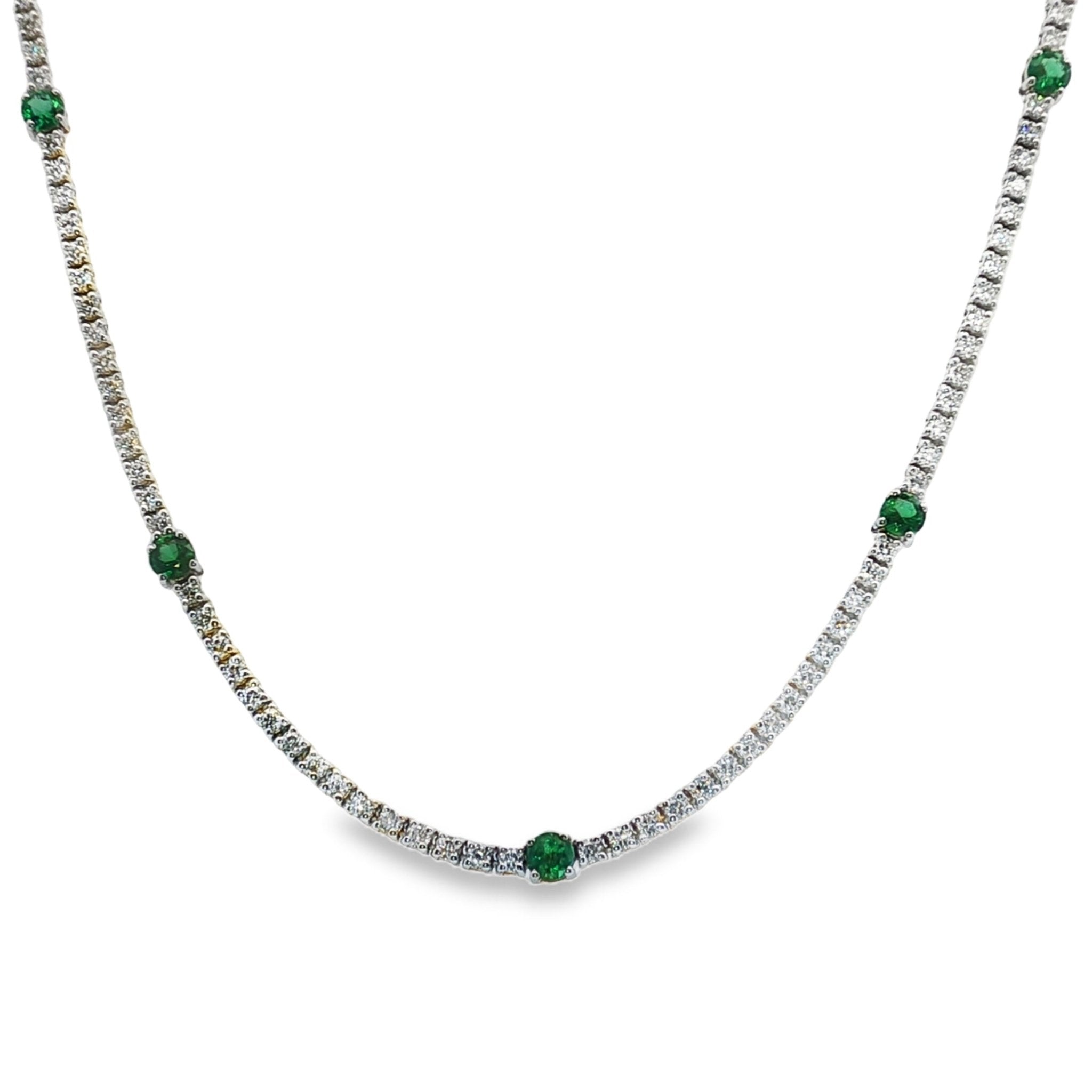 Diamond Emerald Tennis Necklace - Kelly Wade Jewelers