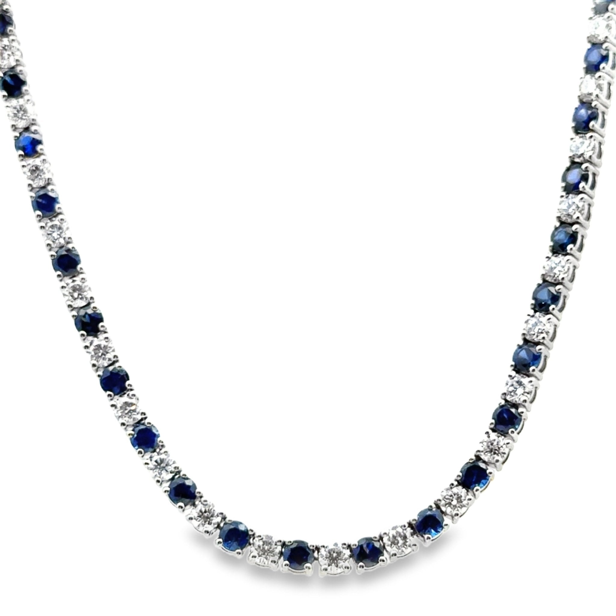 Diamond & Sapphire Tennis Necklace - Kelly Wade Jewelers