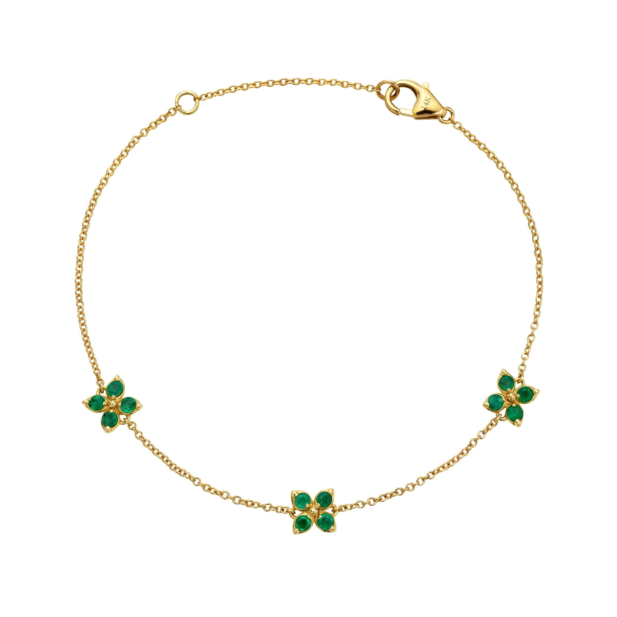 Emerald Flower Bracelet - Kelly Wade Jewelers