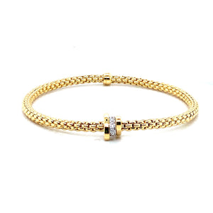 Fope thin stretch bracelet with gold and diamond rondels