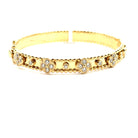 Gold Beaded Bangle with Diamond Flowers - Kelly Wade Jewelers Store