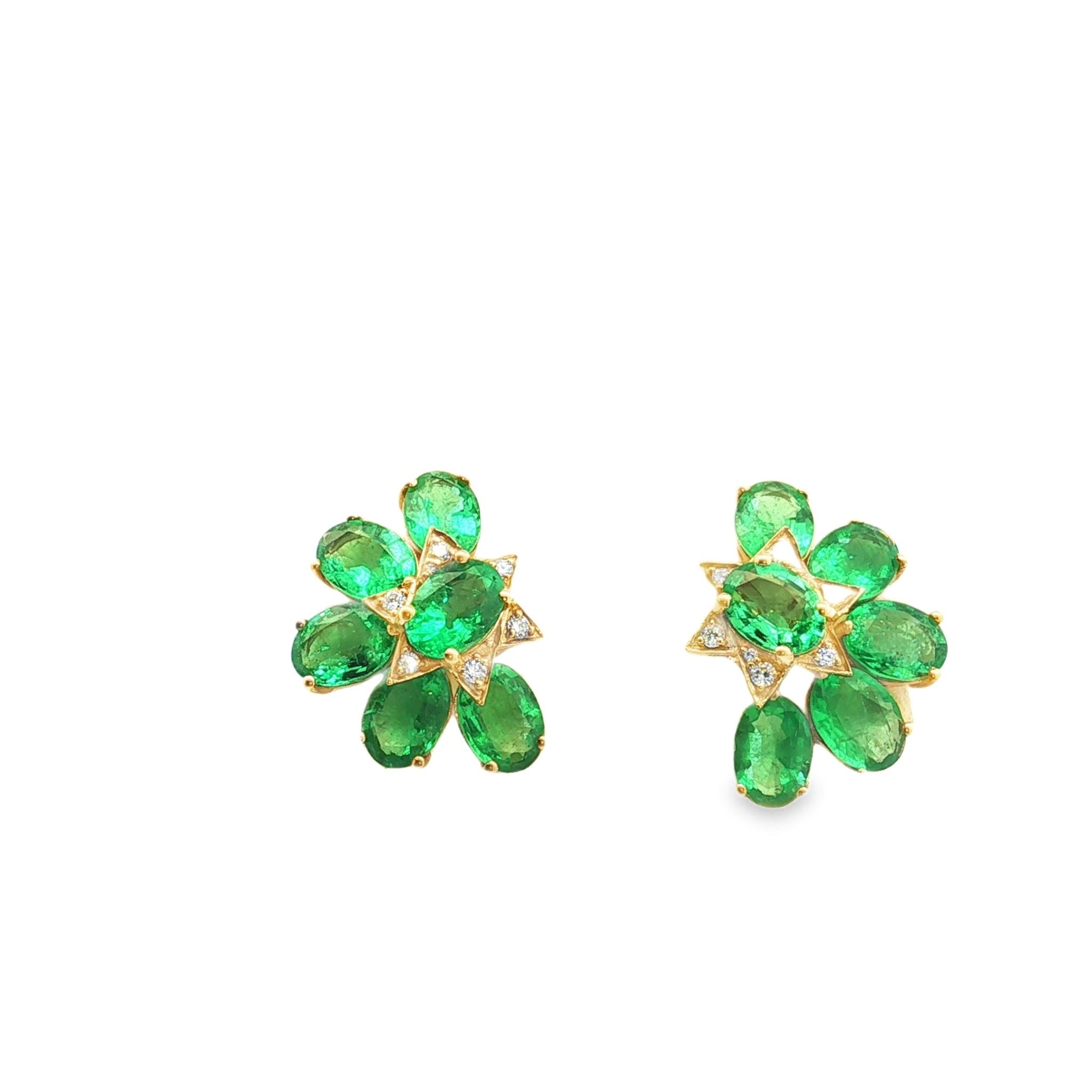 Goshwara Emerald And Diamond Half Flower Earrings - Kelly Wade Jewelers
