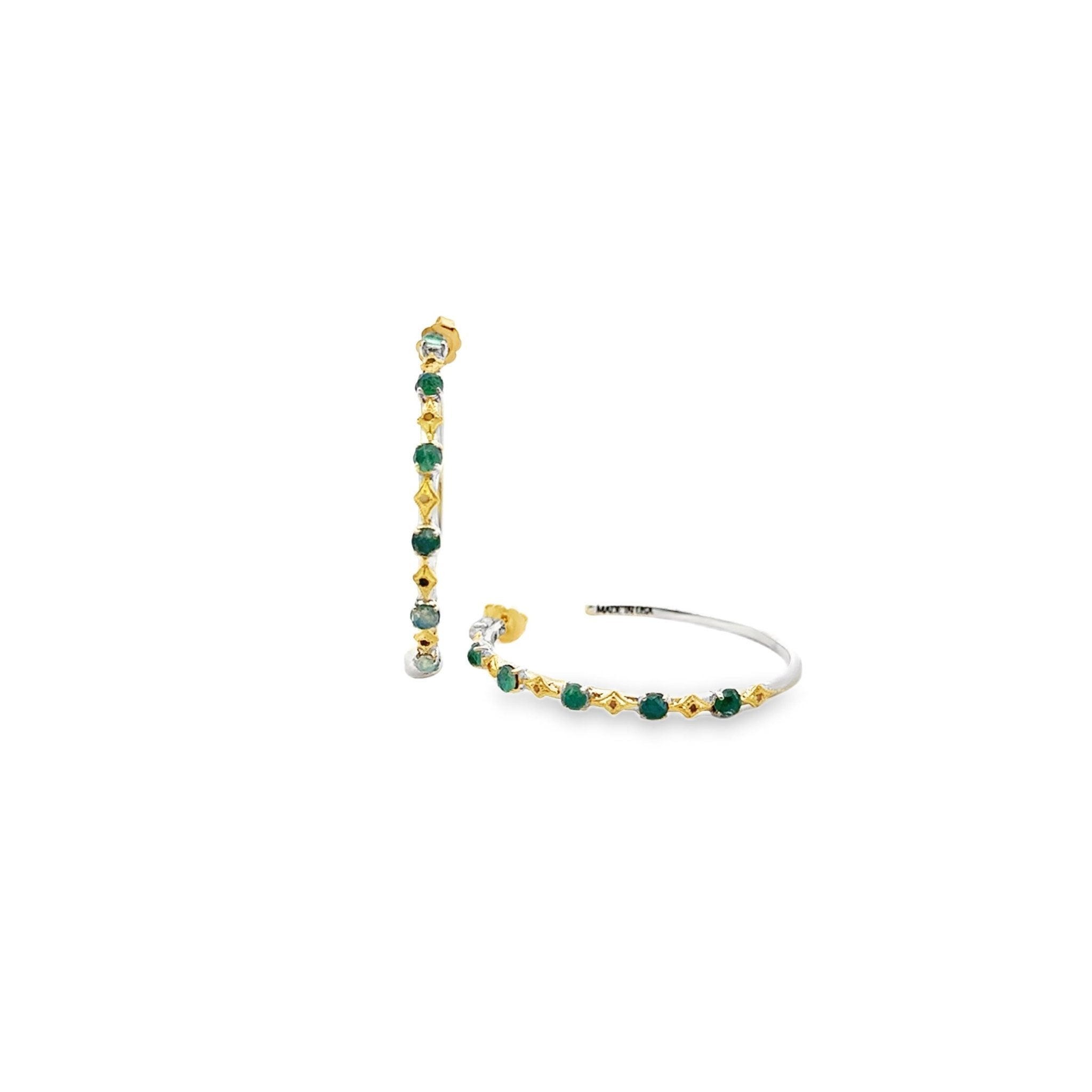 Malachite & Tourmaline Half Hoop Earrings - Kelly Wade Jewelers