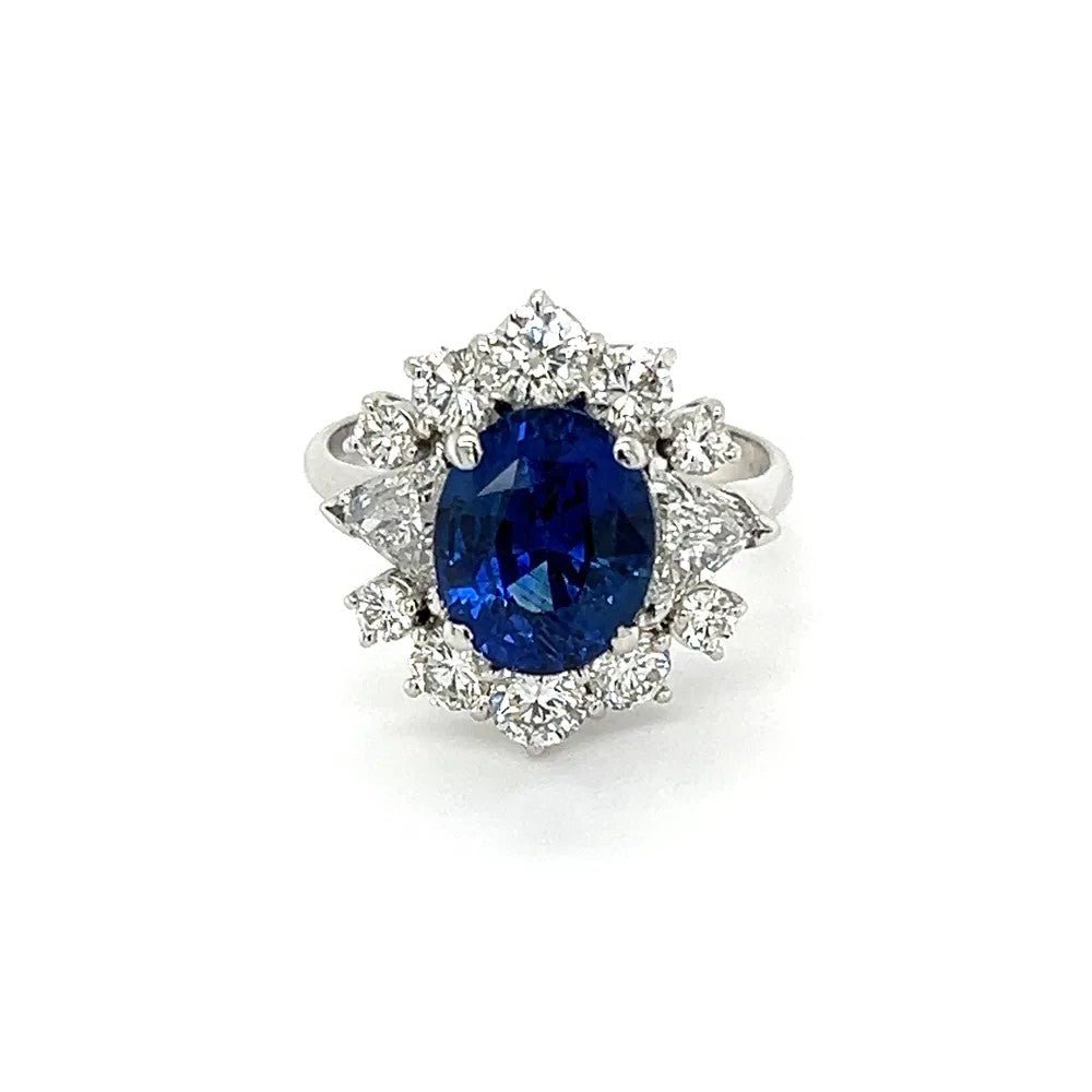 Oval Blue Sapphire & Diamond Ring - Kelly Wade Jewelers