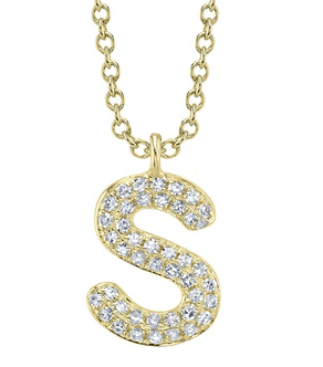 Pave Diamond A Necklace - Kelly Wade Jewelers