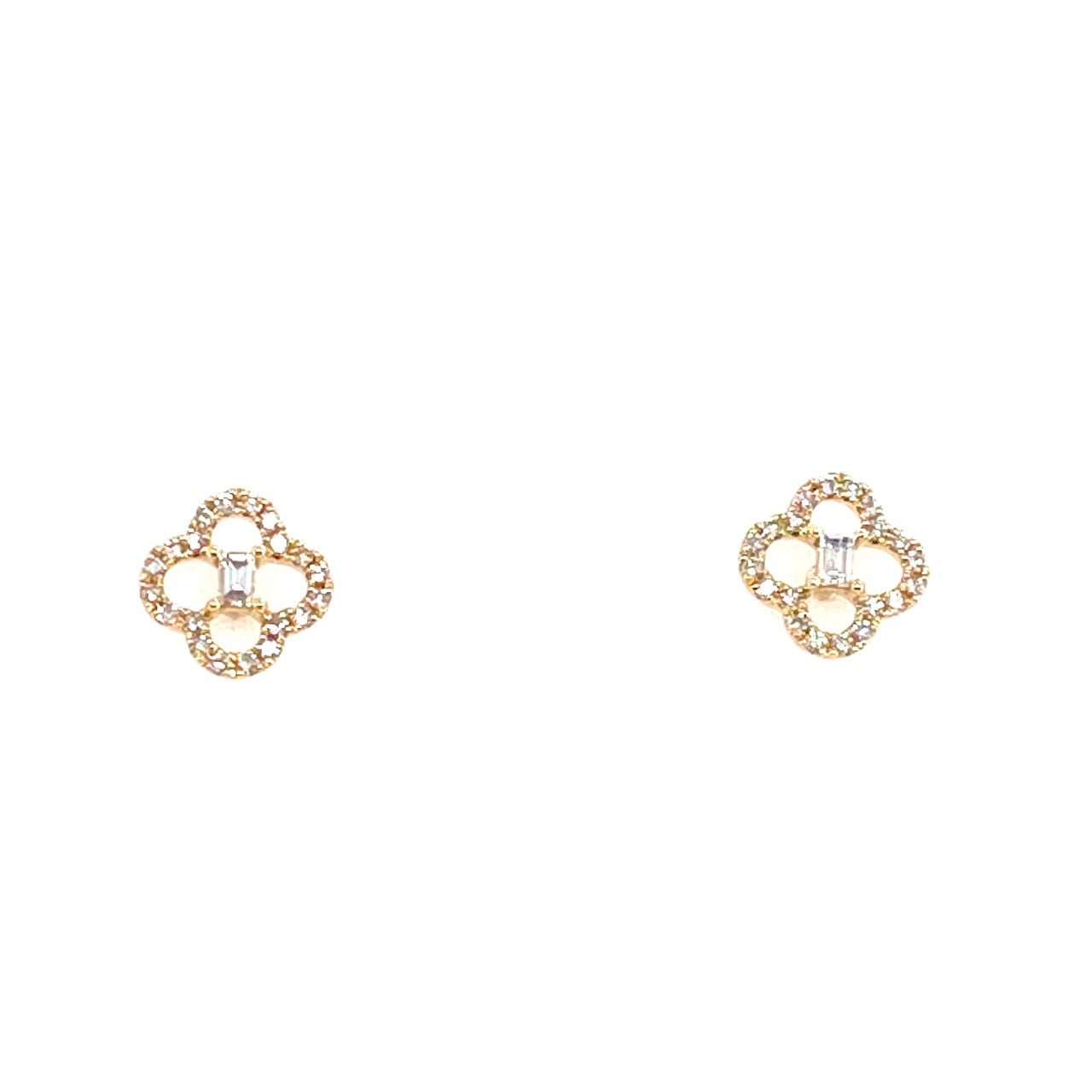 Pave Diamond Clover with Diamond Center Stud Earrings - Kelly Wade Jewelers