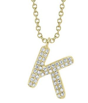 Puffy Initial "K" Diamond Necklace - Kelly Wade Jewelers