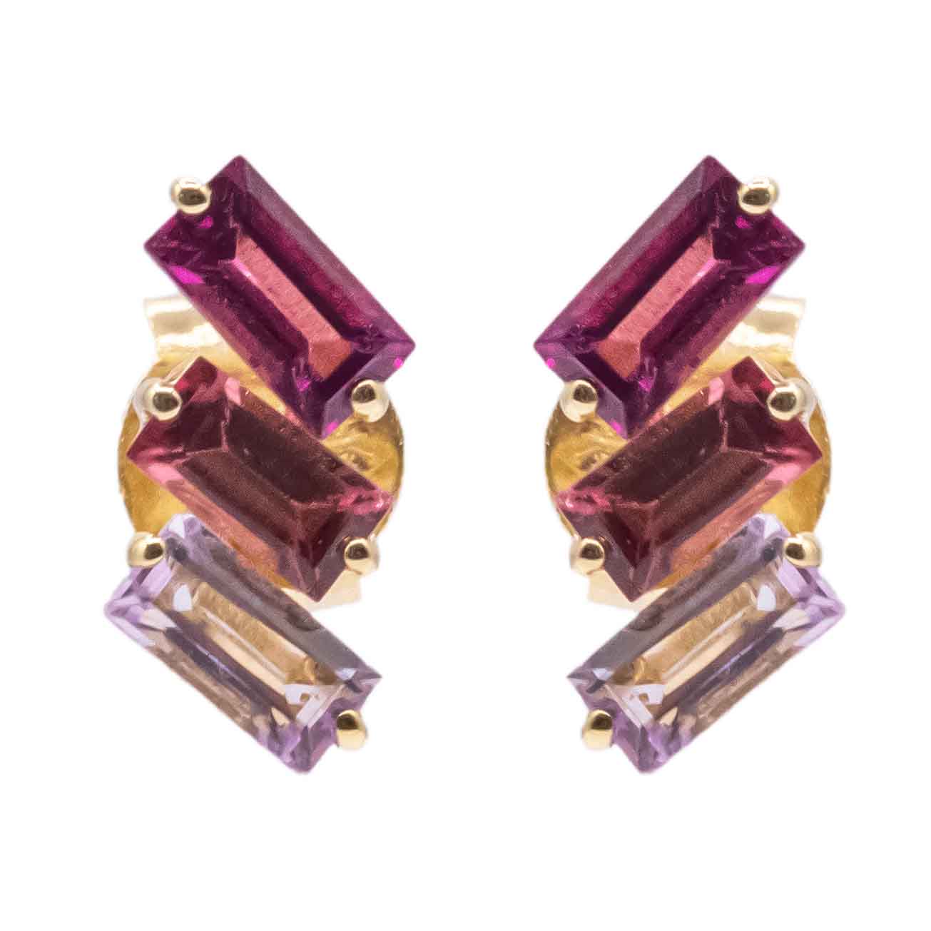 Rhodolite Amethyst Tourmaline Studs - Kelly Wade Jewelers Store