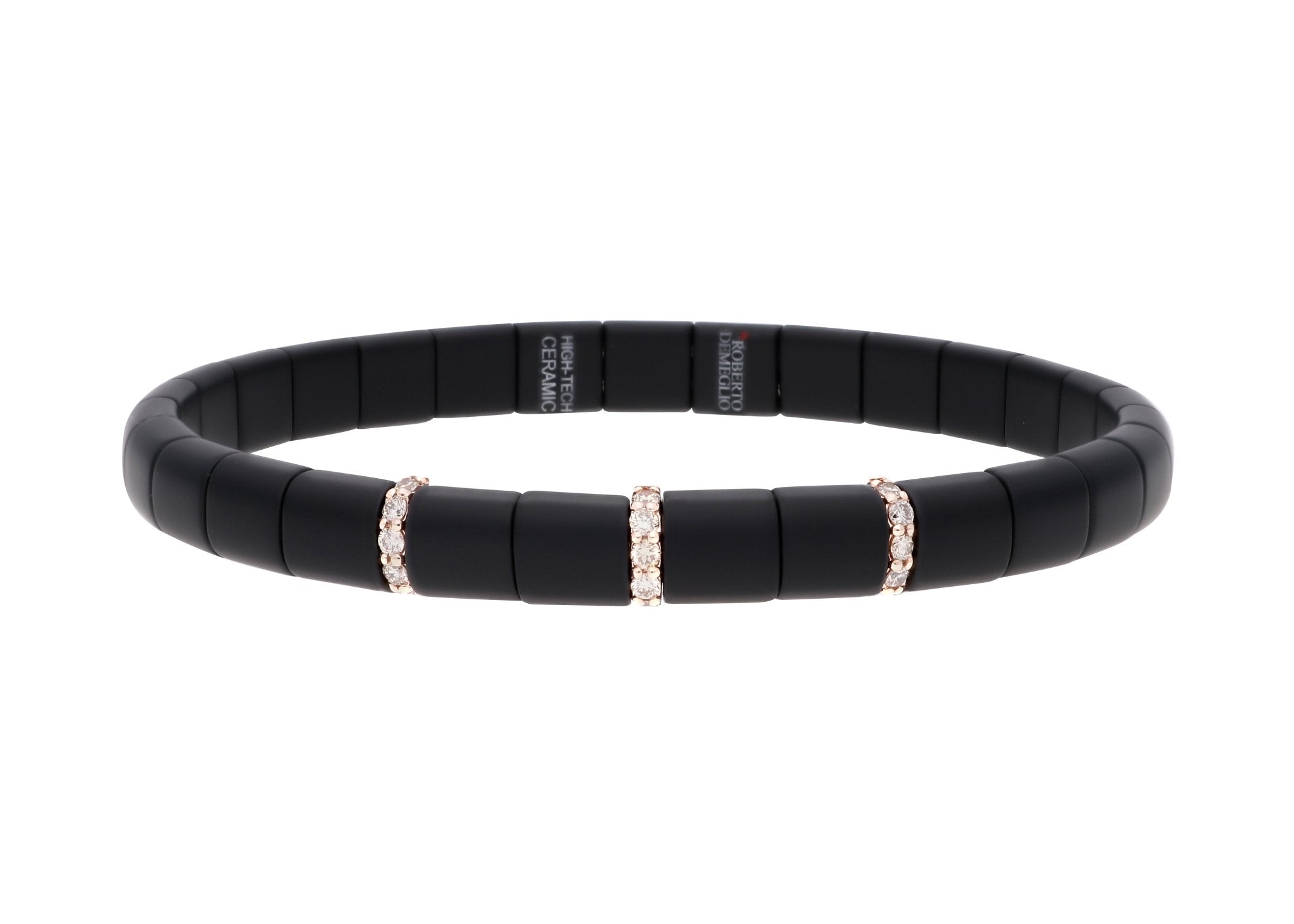 Rose Gold & Black Ceramic Stretch Bracelet - Kelly Wade Jewelers