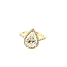 Rose Gold Pear Diamond with Diamond Halo Ring - Kelly Wade Jewelers