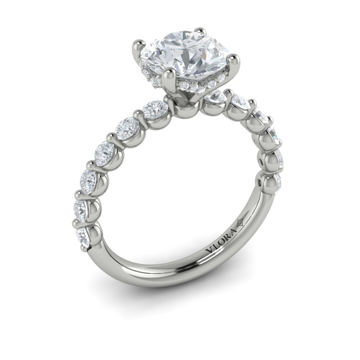 Round Diamond with Floating Diamond Band - Kelly Wade Jewelers