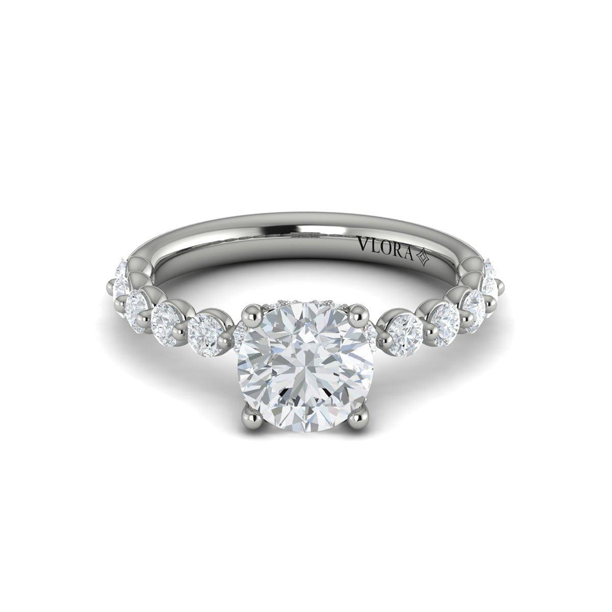 Round Diamond with Floating Diamond Band - Kelly Wade Jewelers