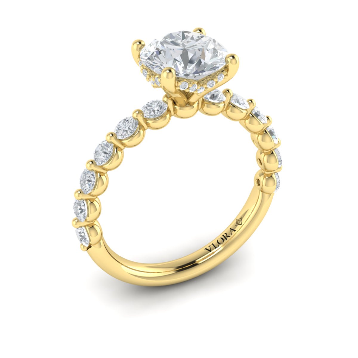 Round Diamond with Floating Diamond Band - Kelly Wade Jewelers