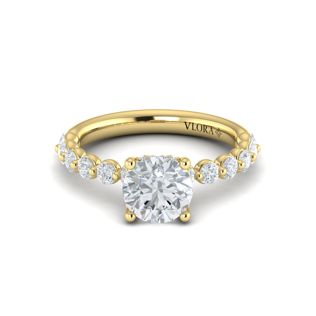 Round Diamond with Floating Diamond Band - Kelly Wade Jewelers