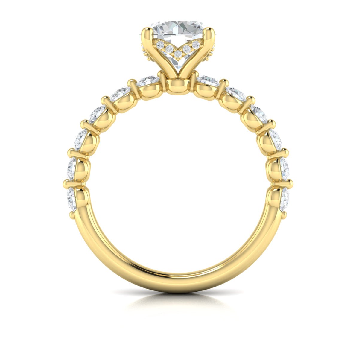 Round Diamond with Floating Diamond Band - Kelly Wade Jewelers