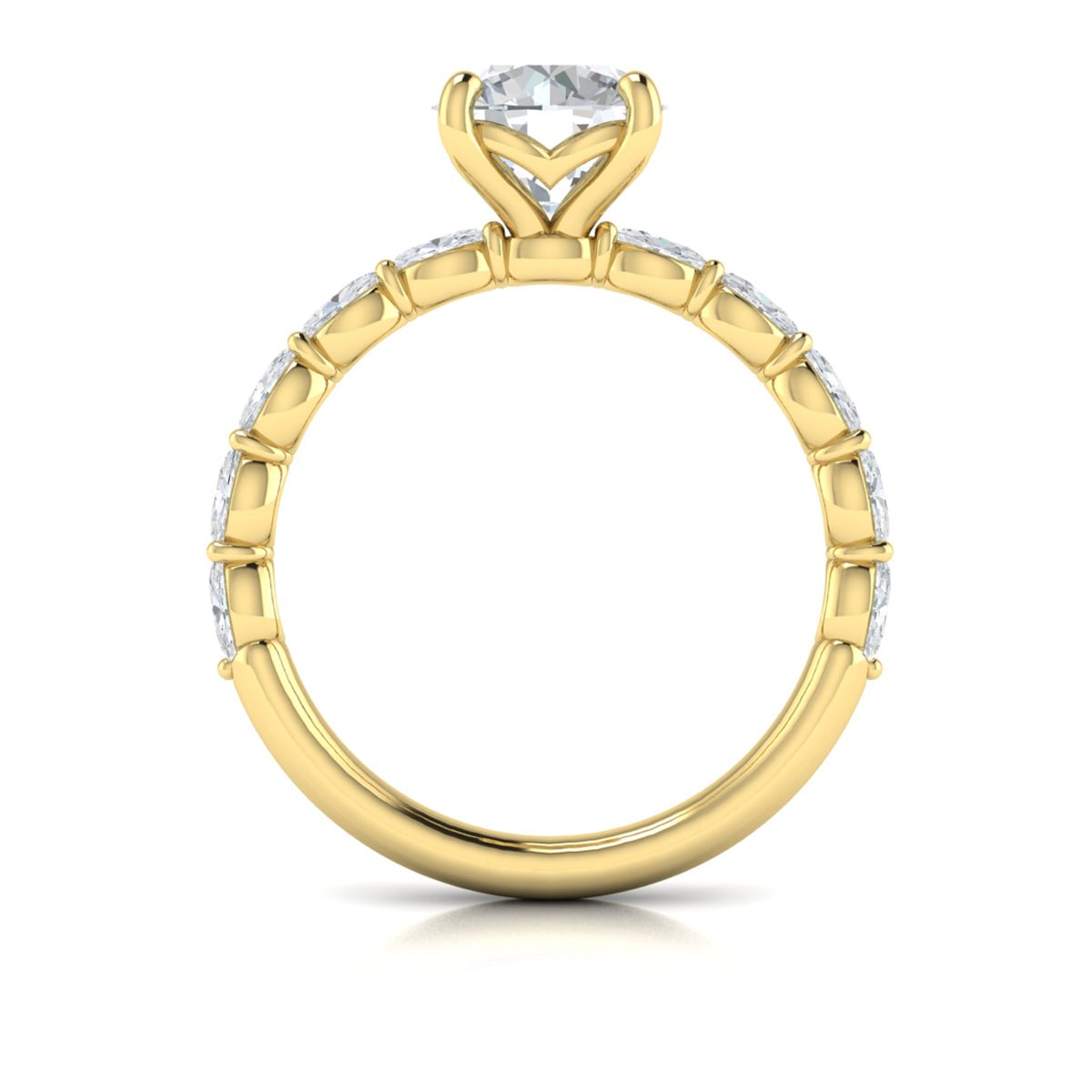 Round Diamond with Oval Diamond Band - Kelly Wade Jewelers