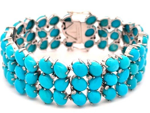 Turquoise Row Eternity Bracelet With Diamonds - Kelly Wade Jewelers