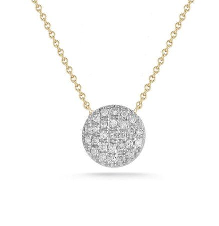 Two Tone Pave Diamond Disc Necklace - Kelly Wade Jewelers