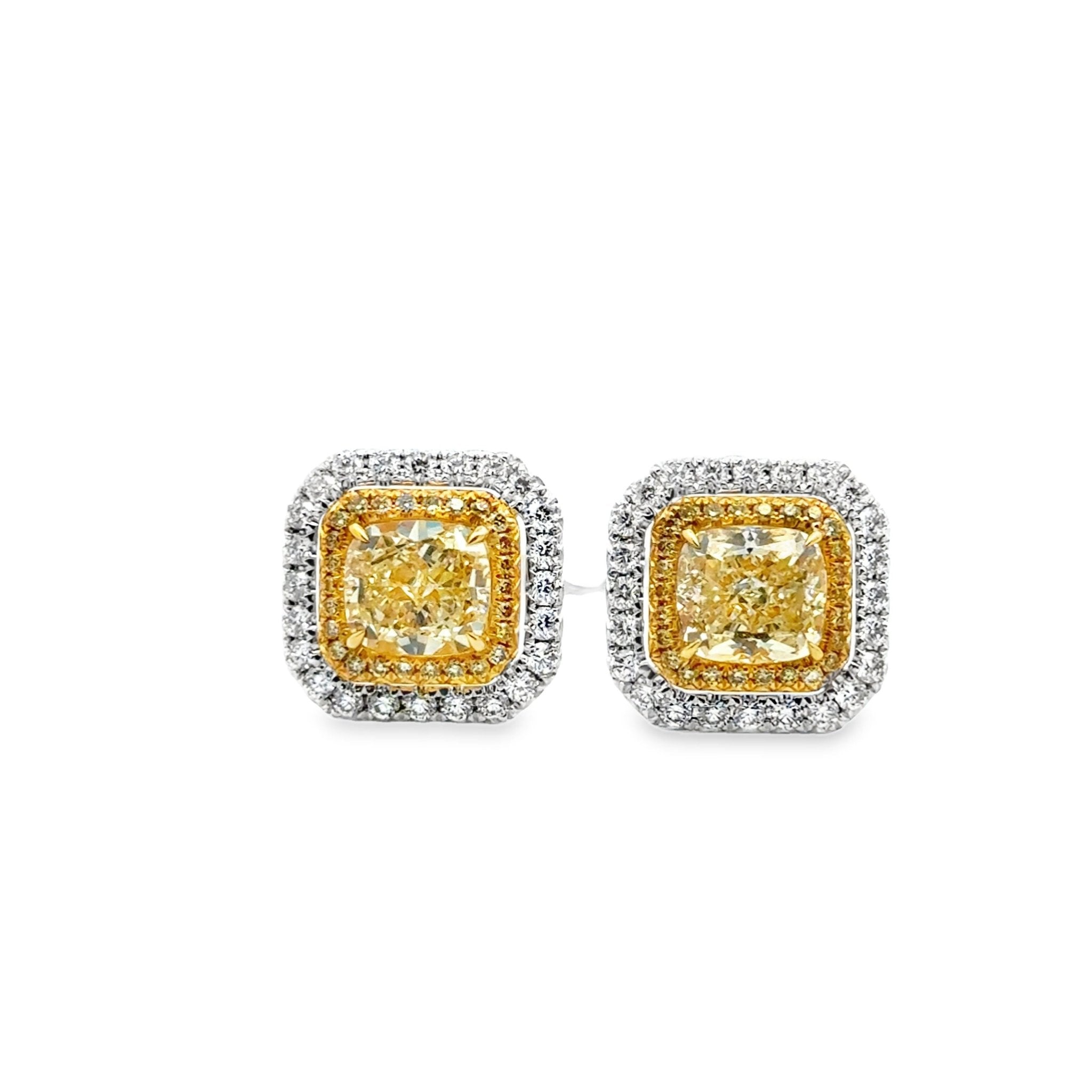 Two Tone Yellow Diamond Studs - Kelly Wade Jewelers