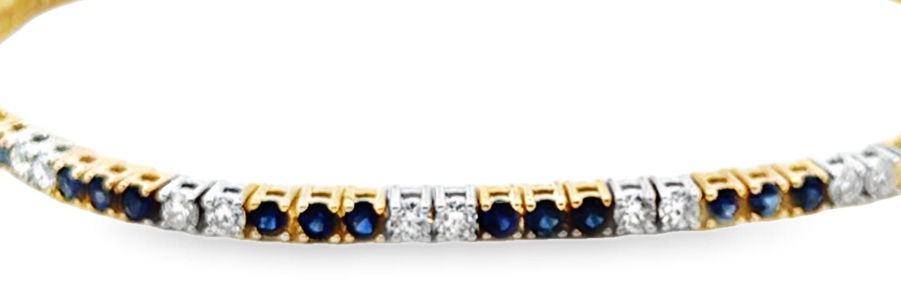 Two Toned Saphire and Diamond Tennis Bracelet - Kelly Wade Jewelers
